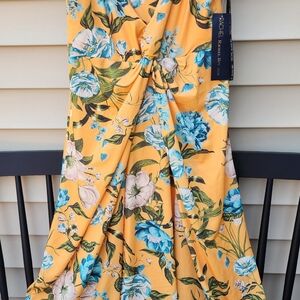 Rachel Roy Spaghetti Strap Yellow Floral Summer Dress NWT